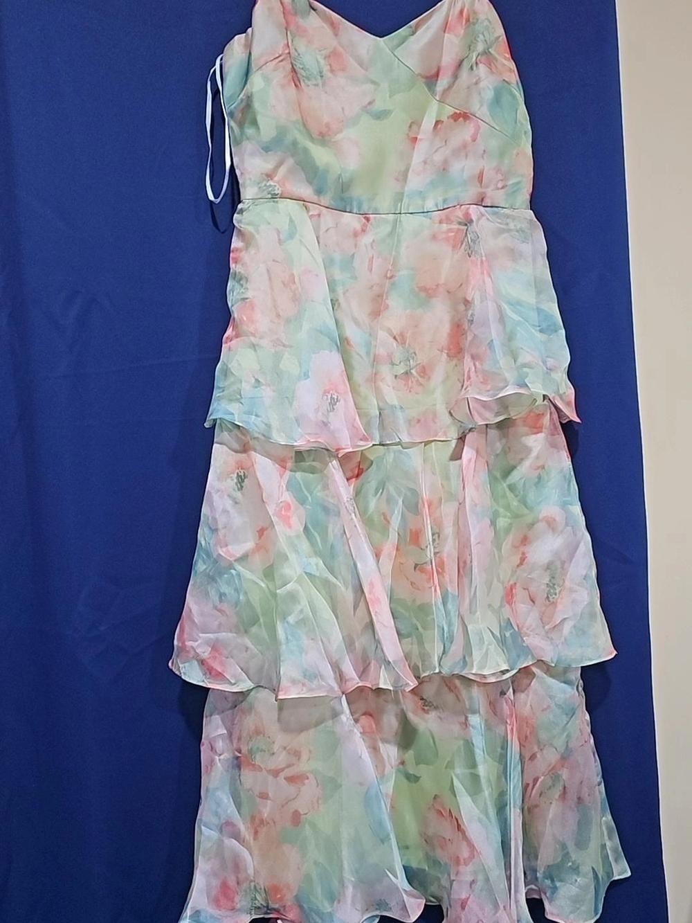 Lulu's Pastel Watercolor Tiered High-Low Maxi Dress - Pink, Mint, Blue